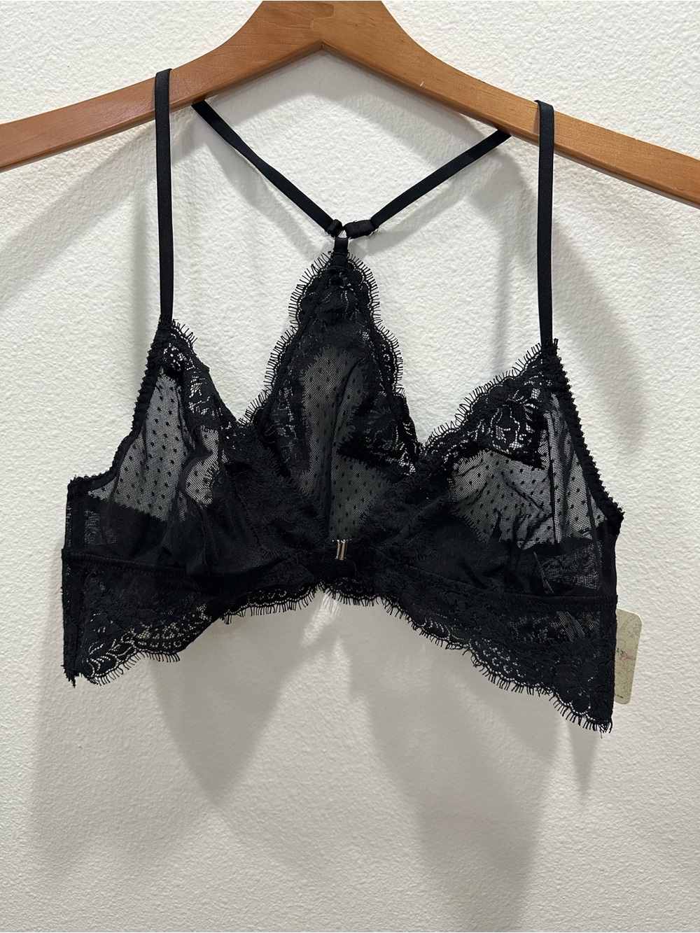 Intimately by Free People Black Lace Sheer Bralette Women Intimates lingerie XL
